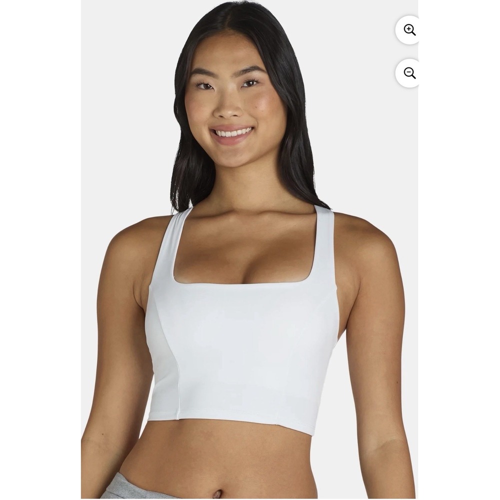 Avia Square Neck Sports Bra for Women Medium Support White Size Small